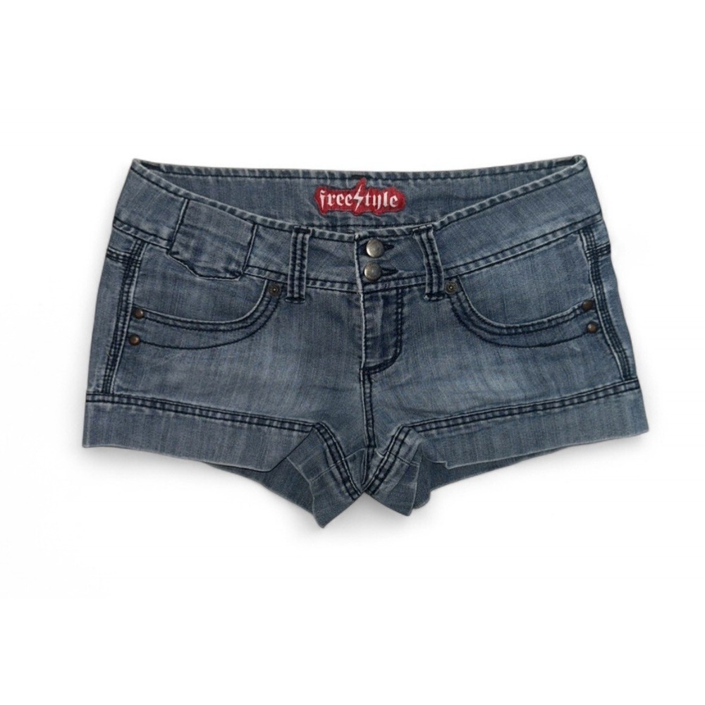 Y2K Freestyle Revolution Vintage Denim Micro Mini Shorts‎ Size 9 Button Pocket